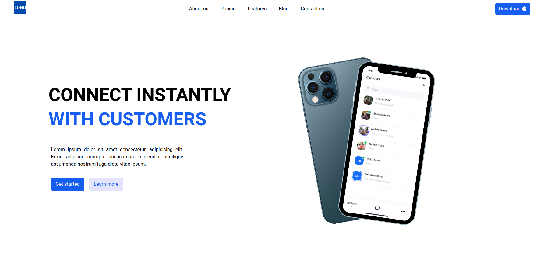 app landing page