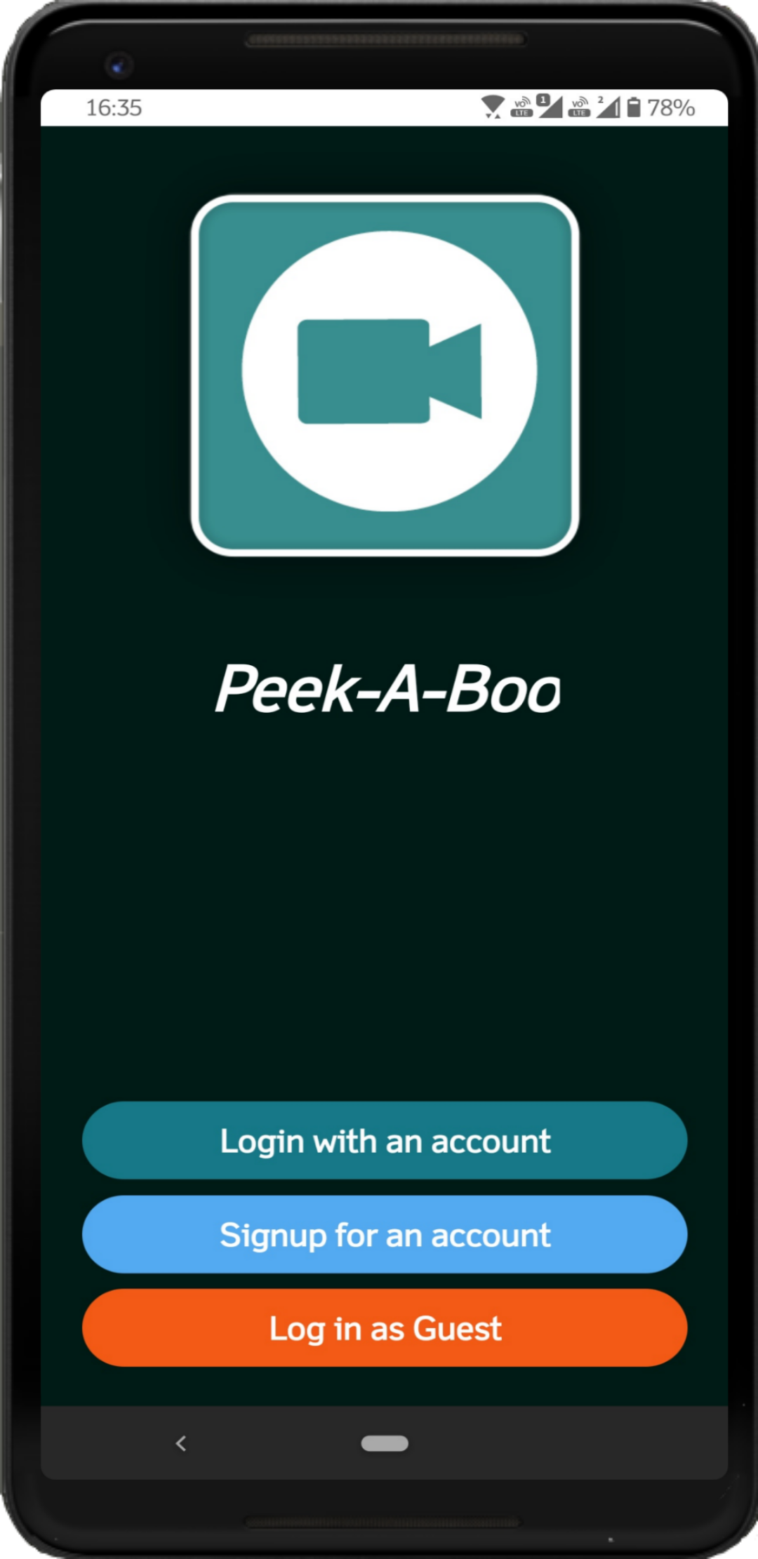 Video Chat, Login Screen