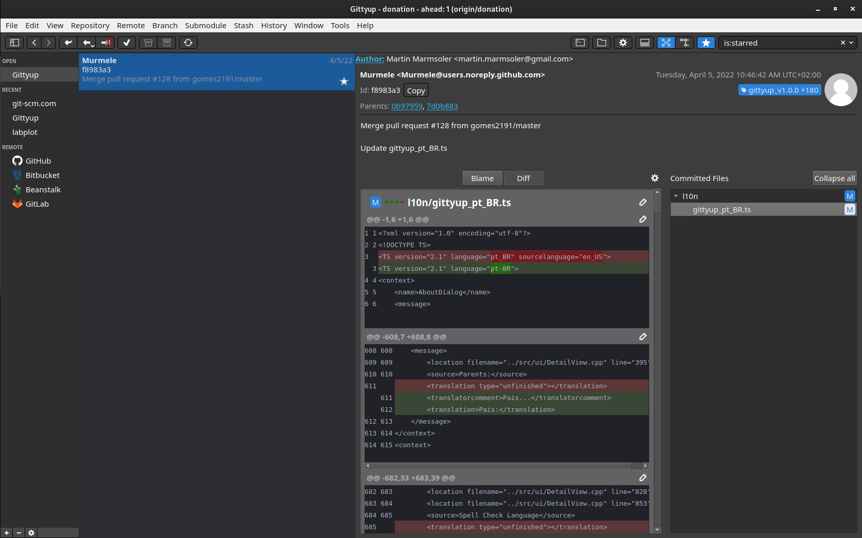 Starring commits