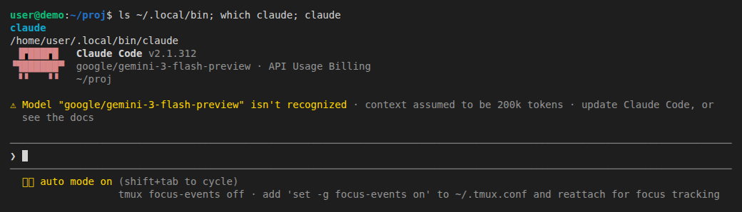 Launch warning for a model Claude Code does not list