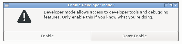 The Enable Developer Mode confirmation dialog
