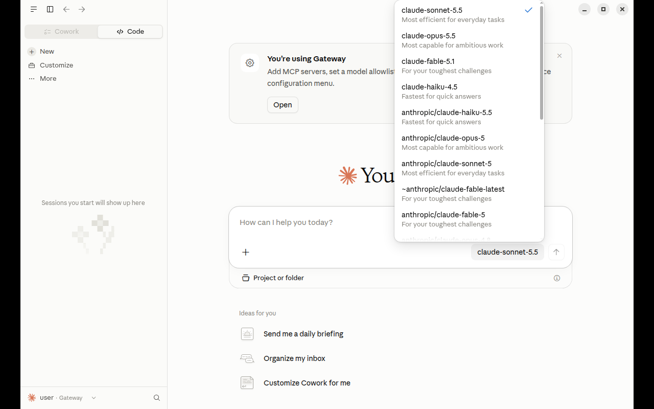 Model picker listing PayPerQ model IDs