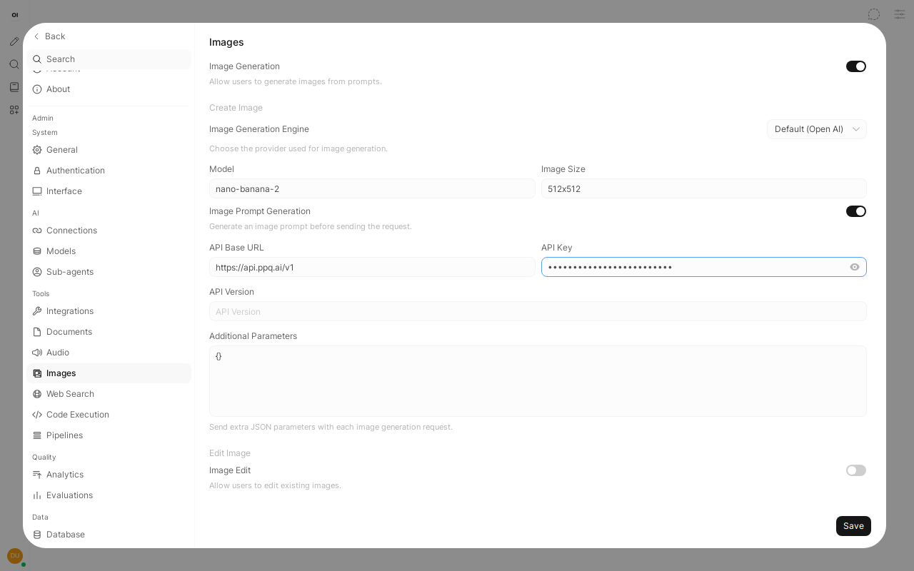Image generation settings