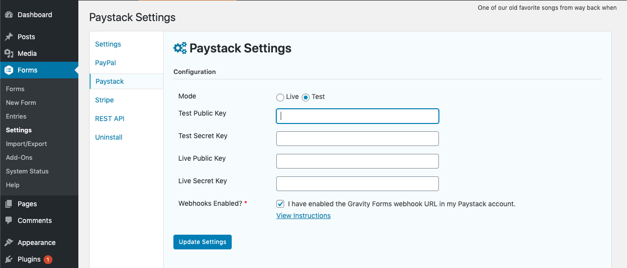 Paystack Settings