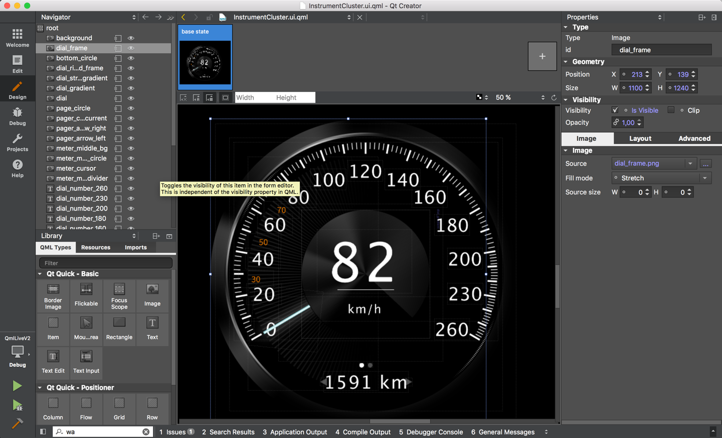 dial frame in qt creator