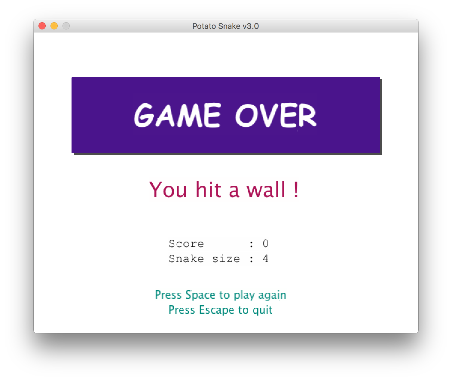 ScreenShot v3.0 Game Over