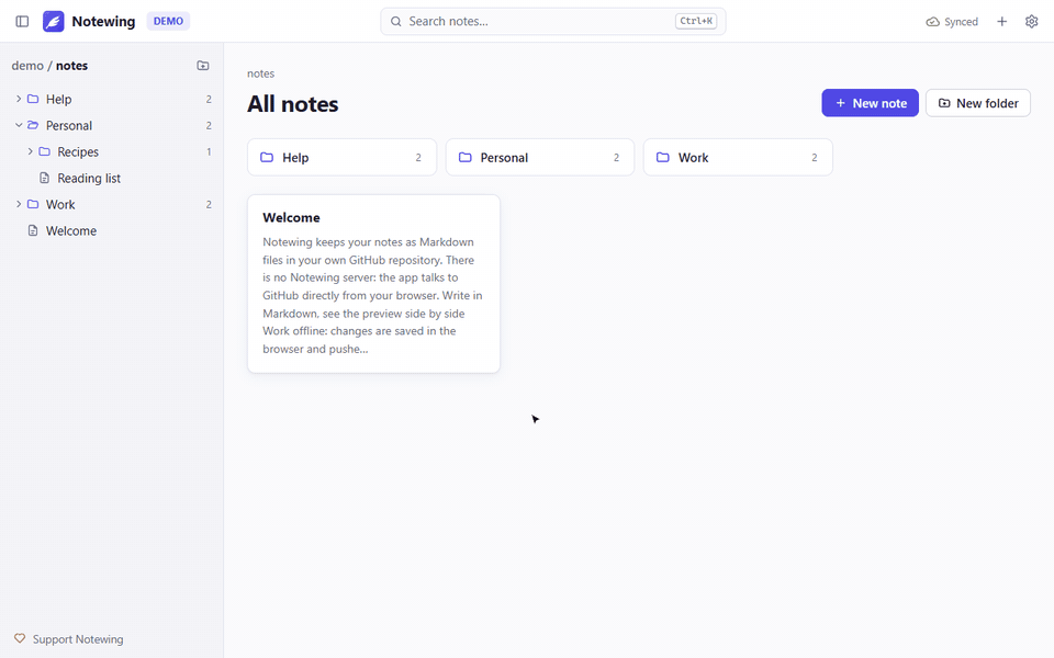 Notewing demo