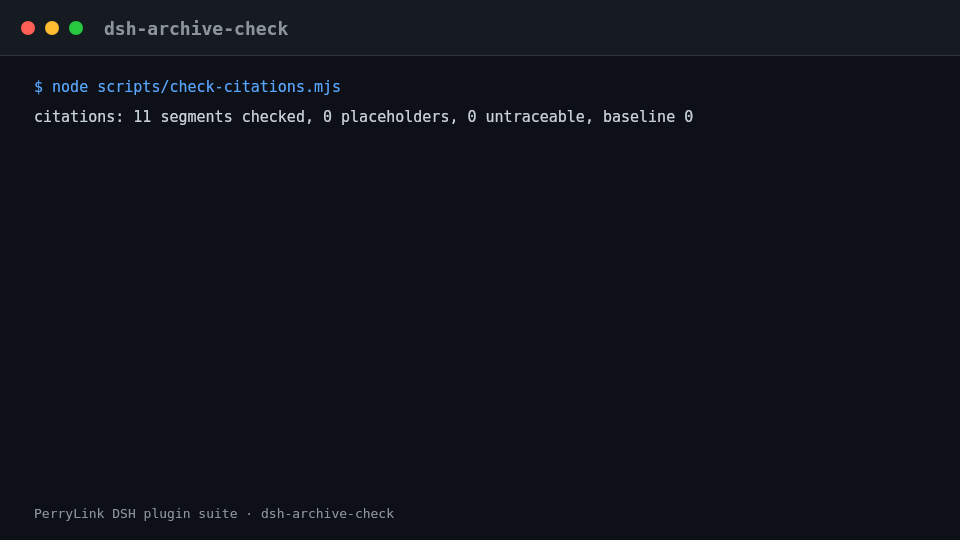 Animated terminal demo of dsh-archive-check