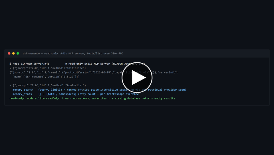 dsh-memento video walkthrough — opens the MP4 file