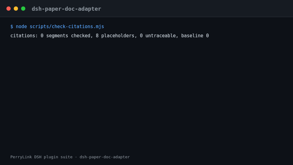 Animated terminal demo of dsh-paper-doc-adapter