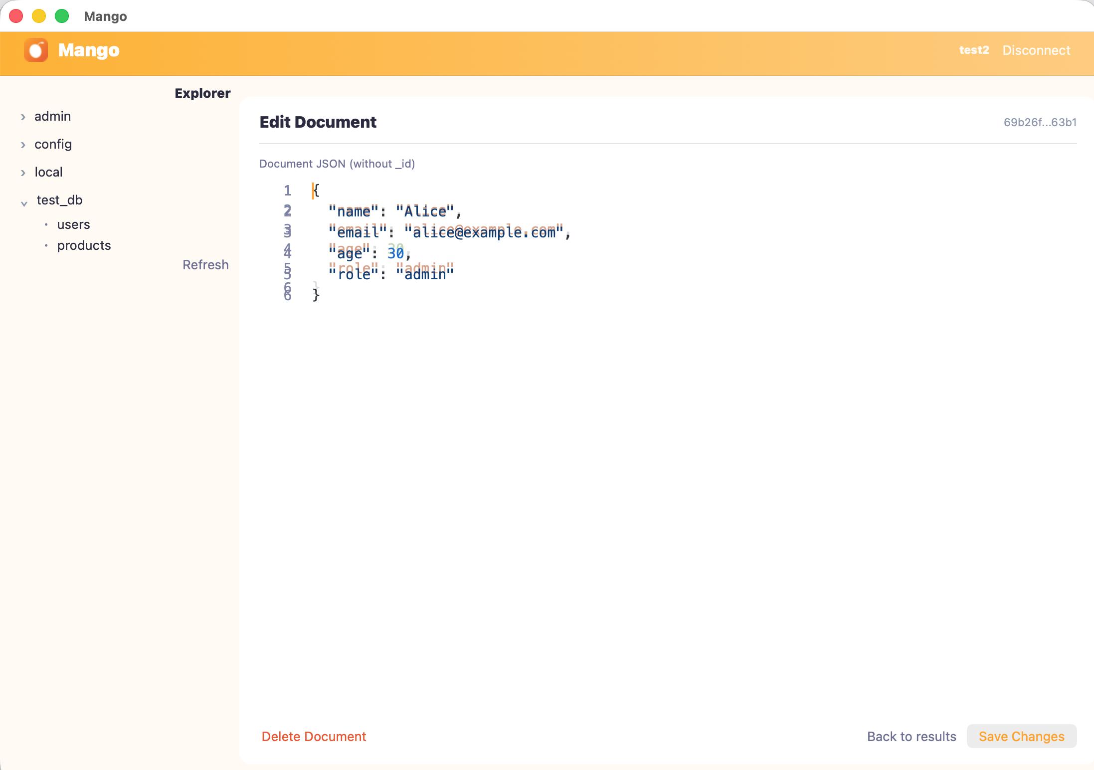 Mango — document editor view