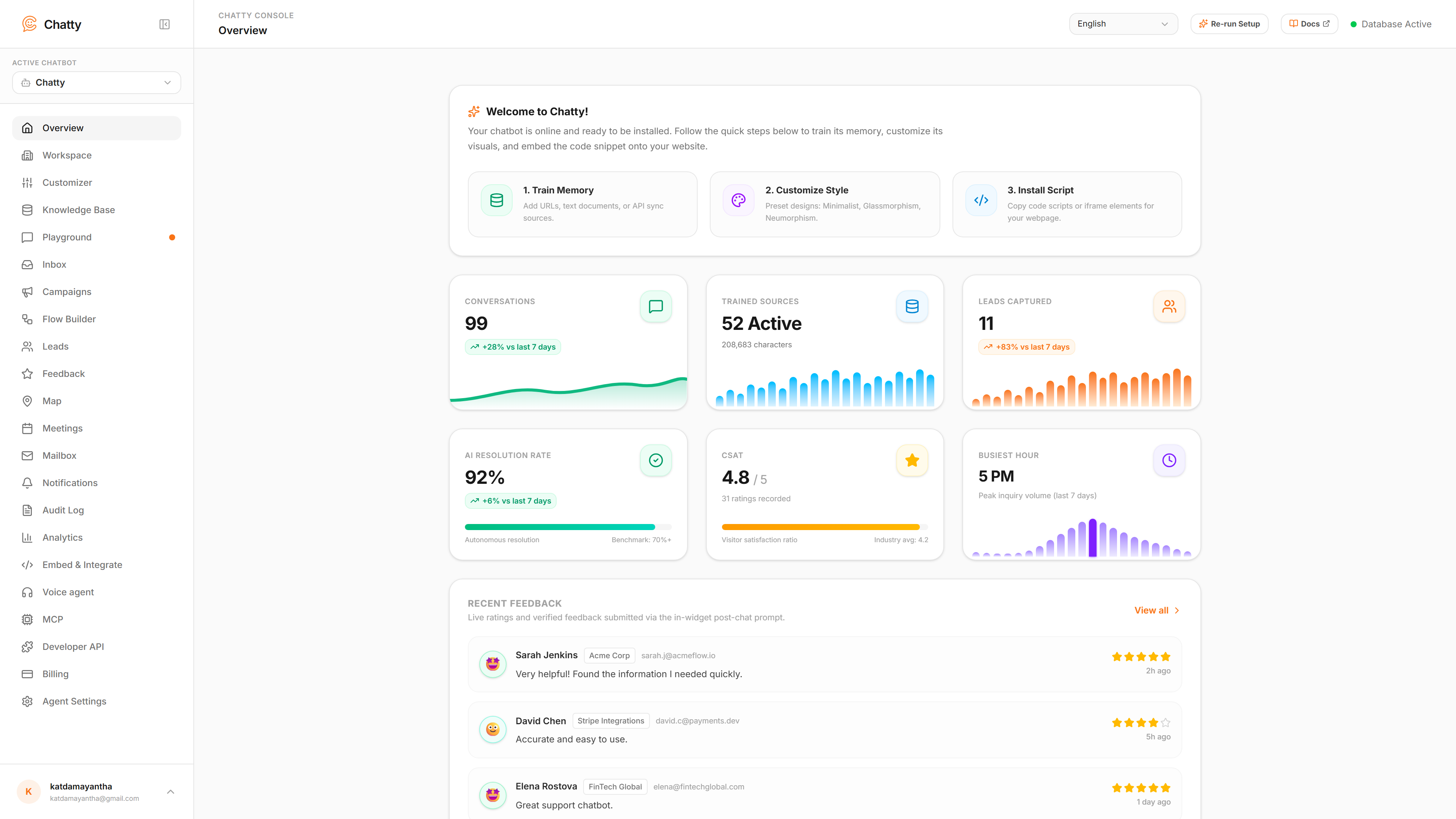 Chatty Executive Overview & Live Telemetry