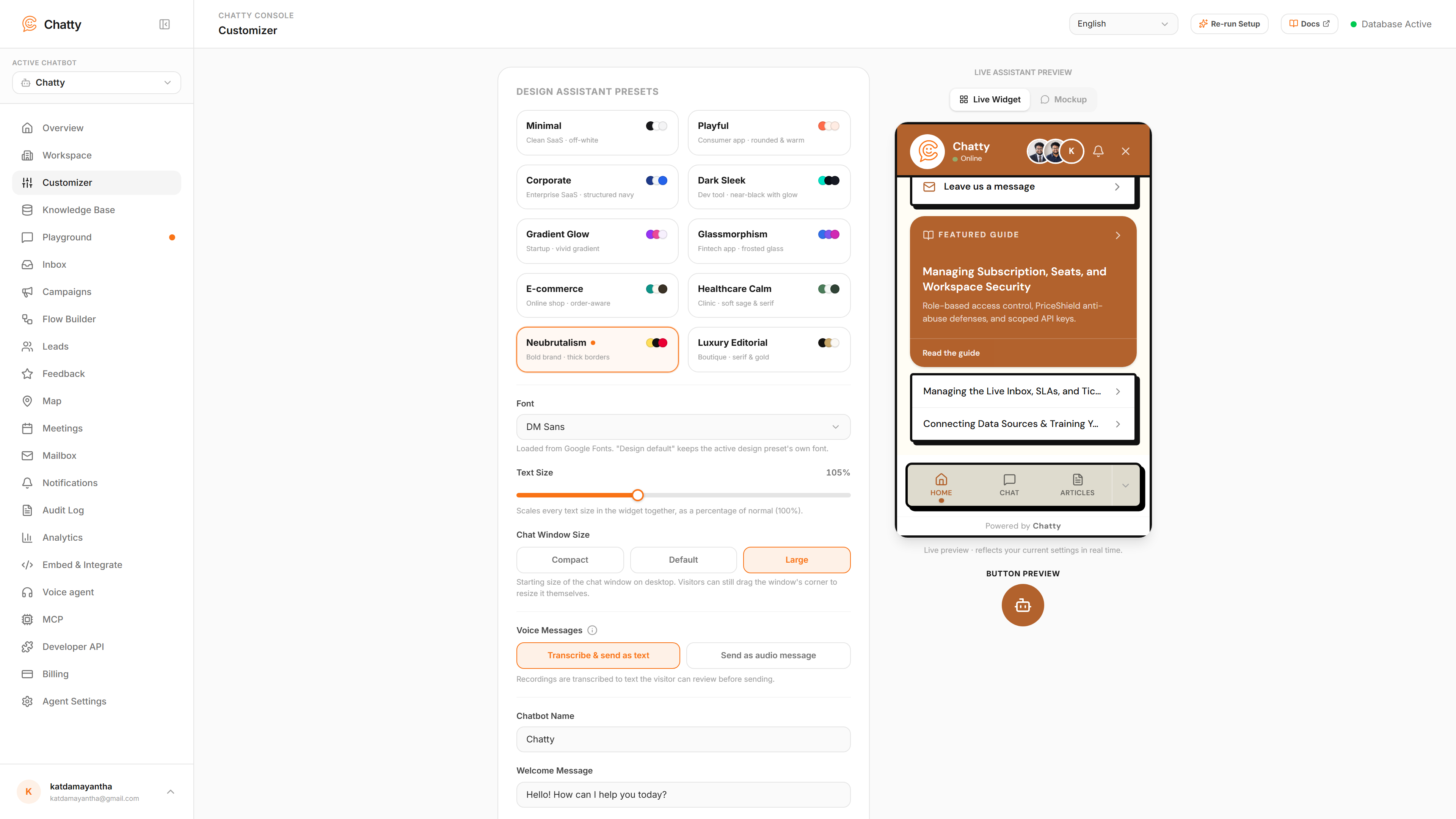 Live Widget Customizer & Style Studio