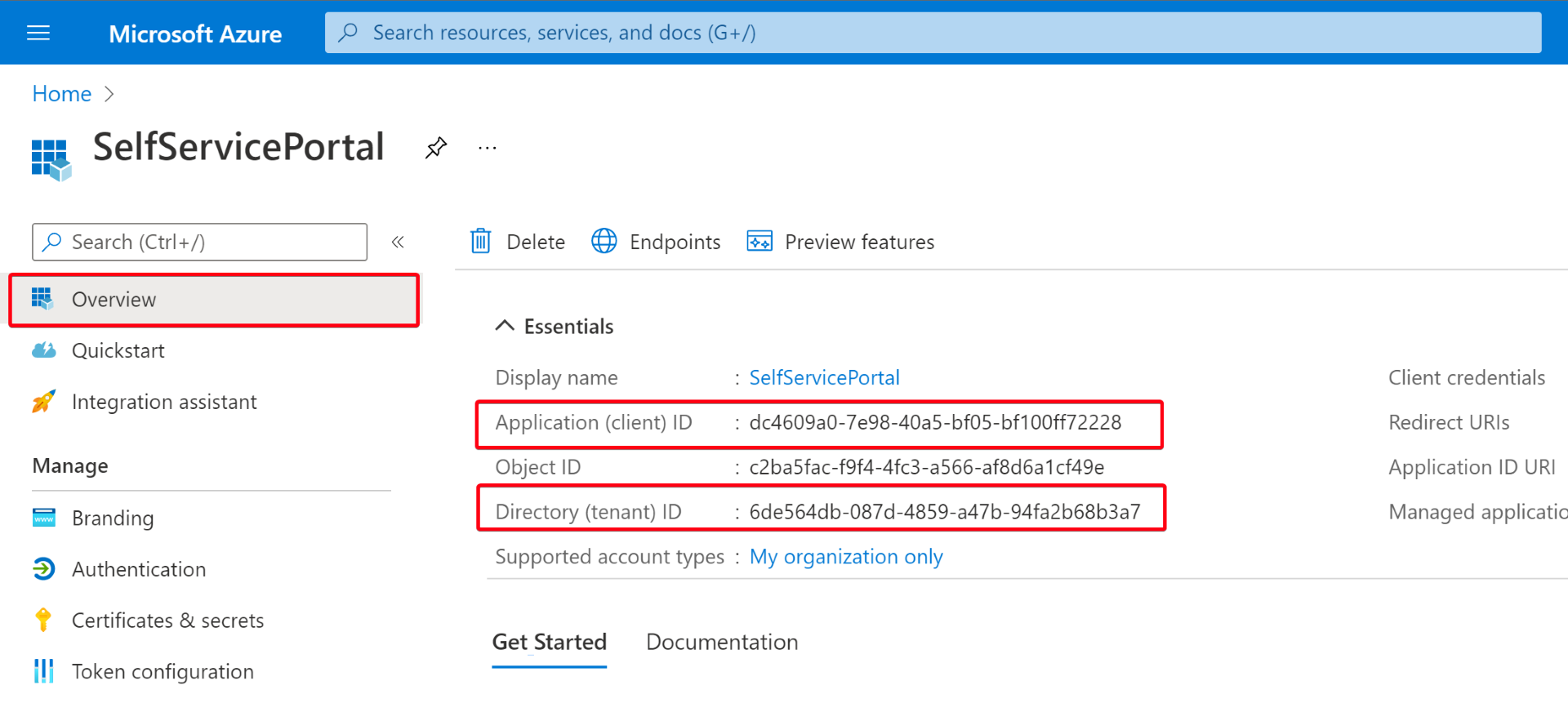 Azure AD App registration overview