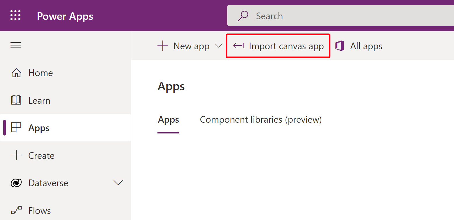 PowerApps - import screen