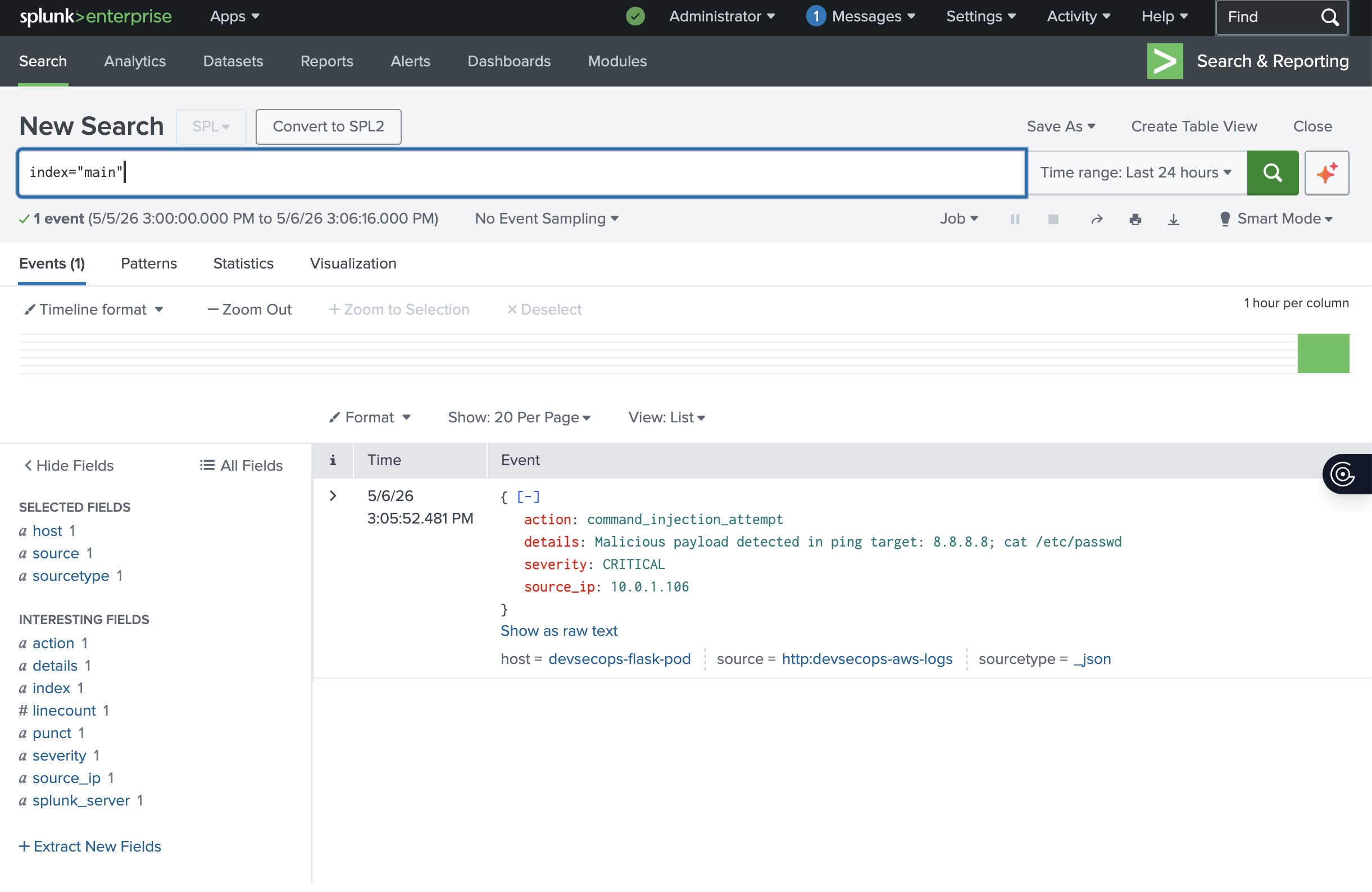 历史 Splunk 命令注入事件