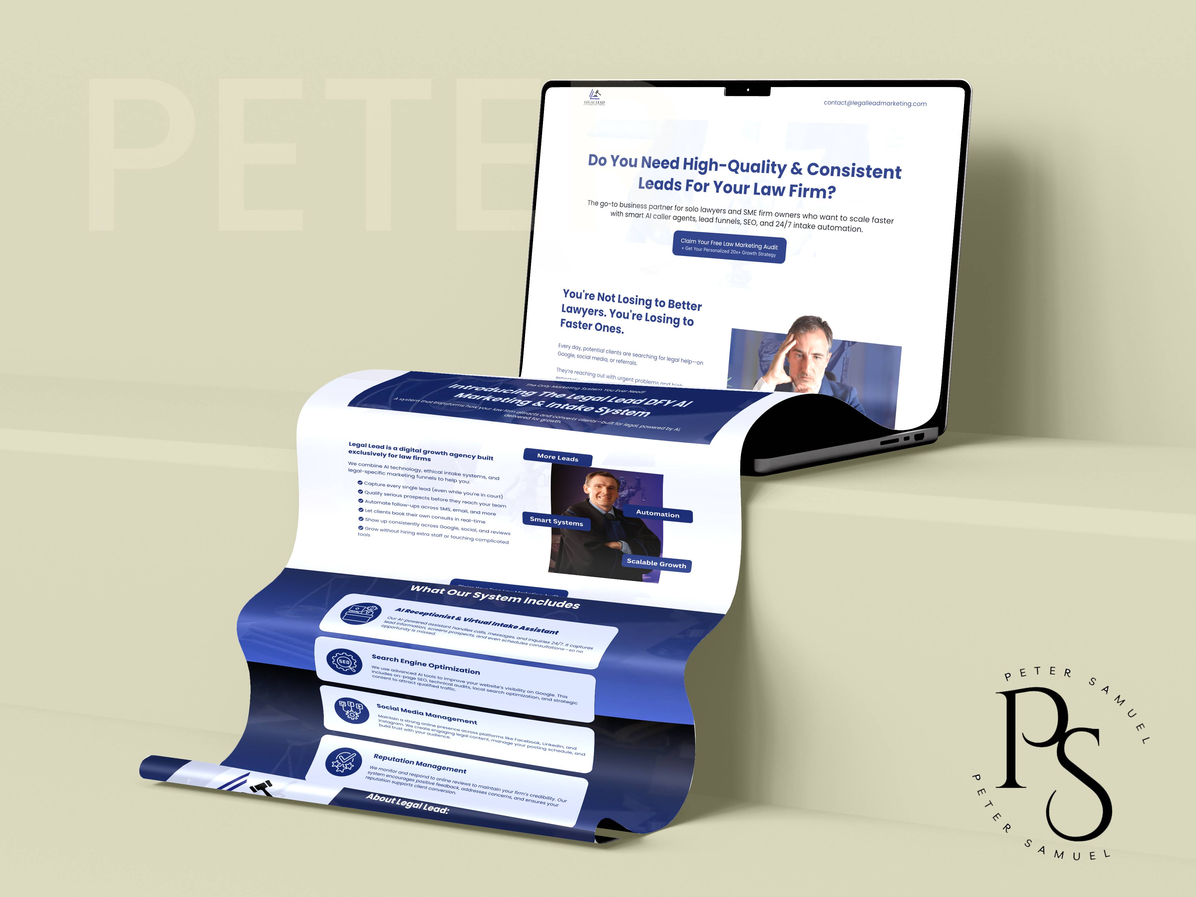 Legal Lead Marketing System Mockup