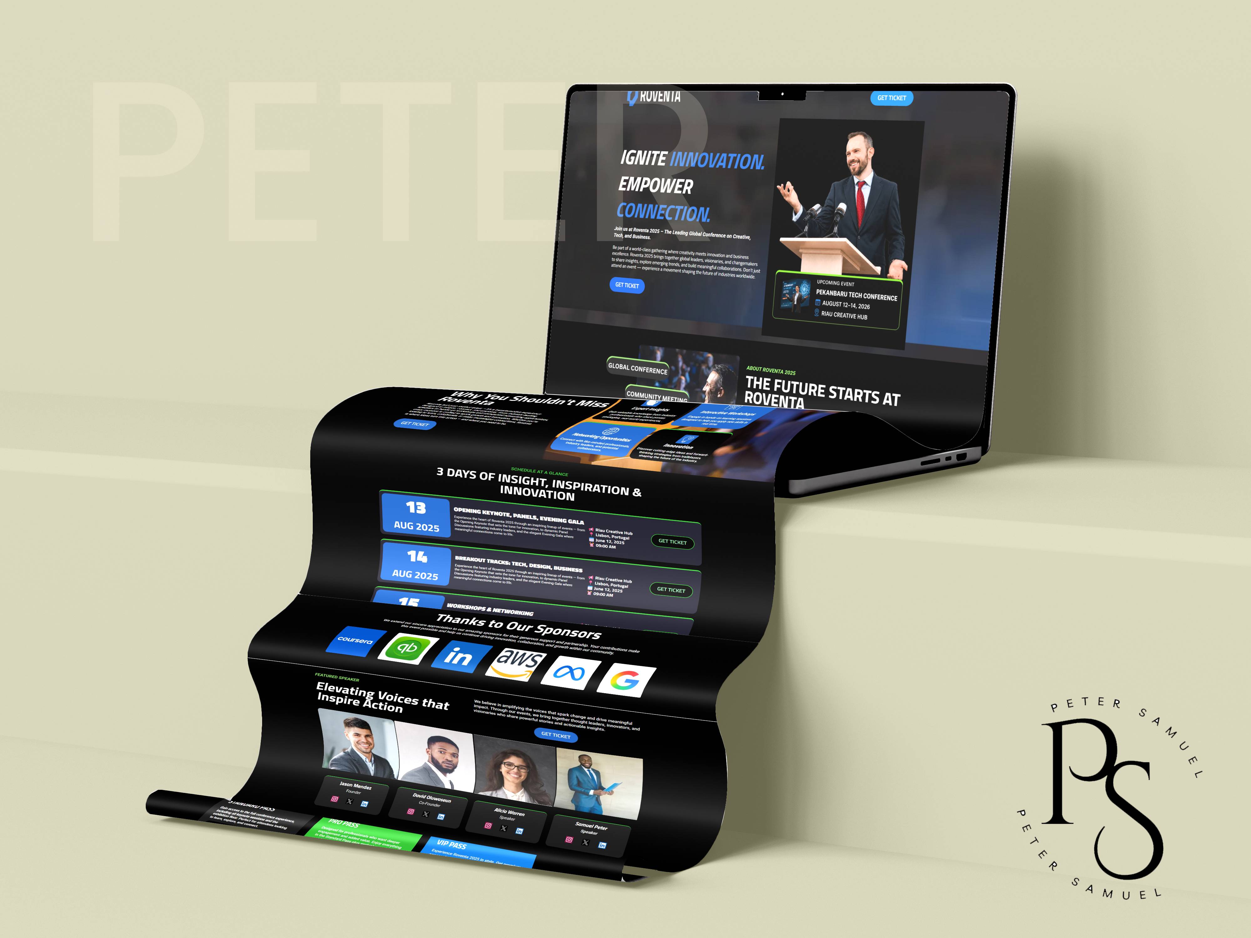 Coaching and speaker conference landing page mockup