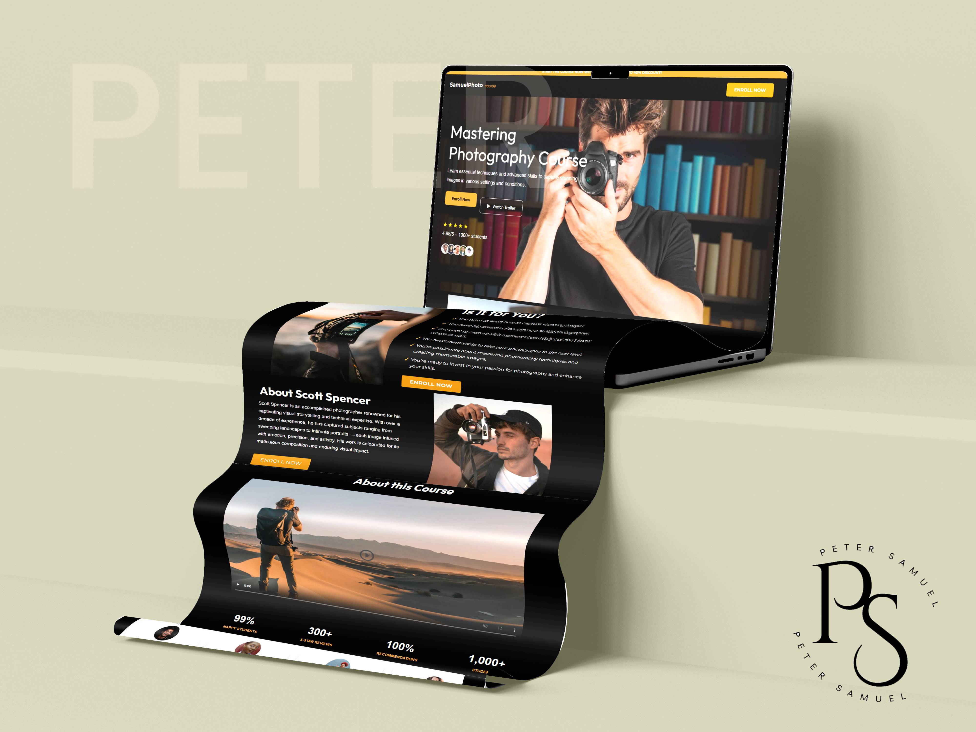 Mastering Photography Course Landing Page Mockup