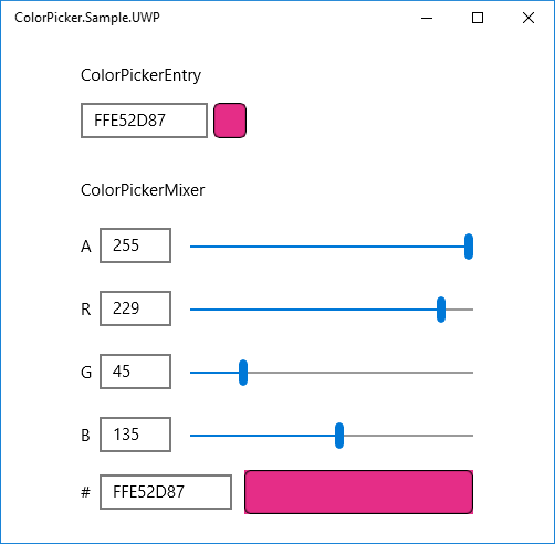 ColorPickerEntry and ColorPickerMixer on Windows (UWP)