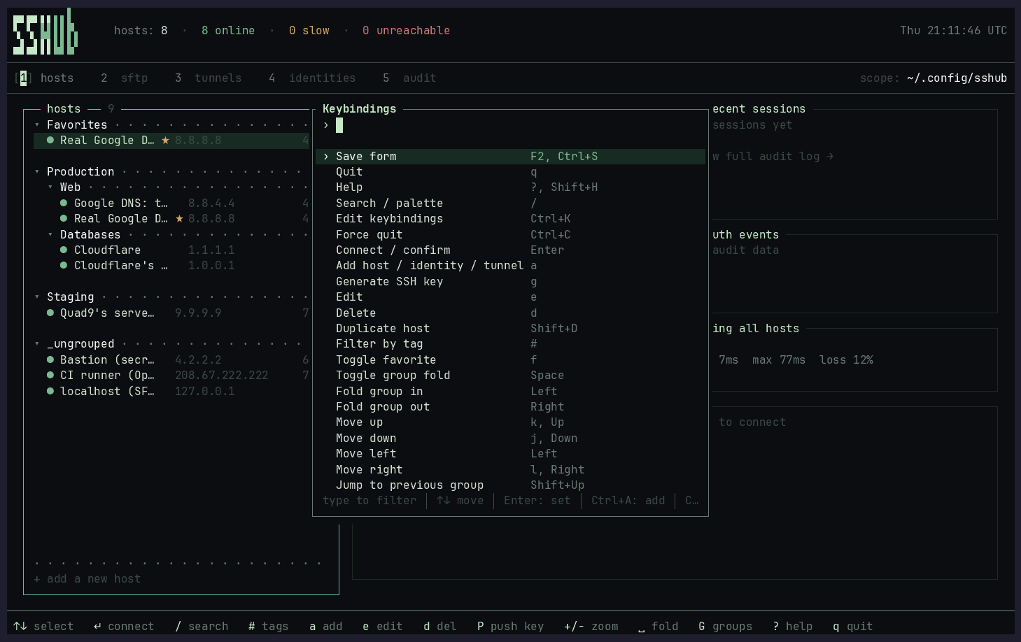 Keybindings editor