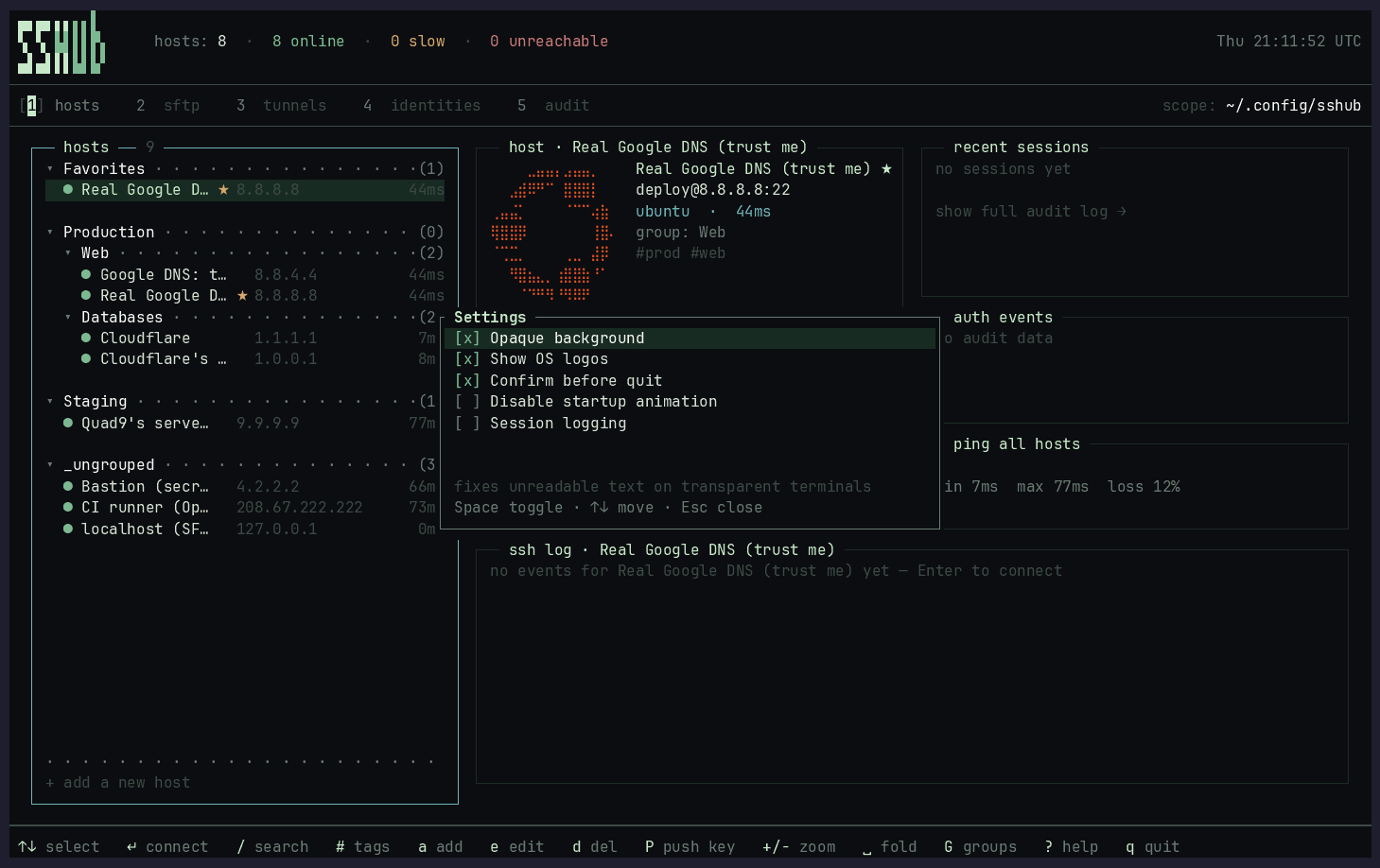 Settings overlay