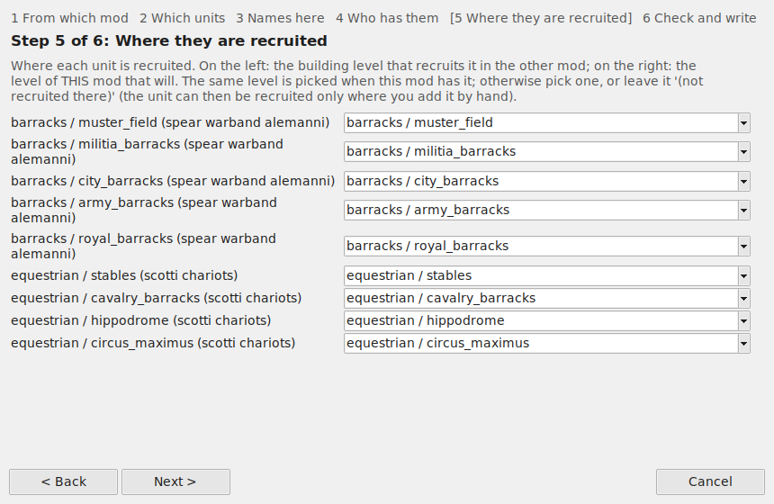 Step 5: where the brought units are recruited in your mod