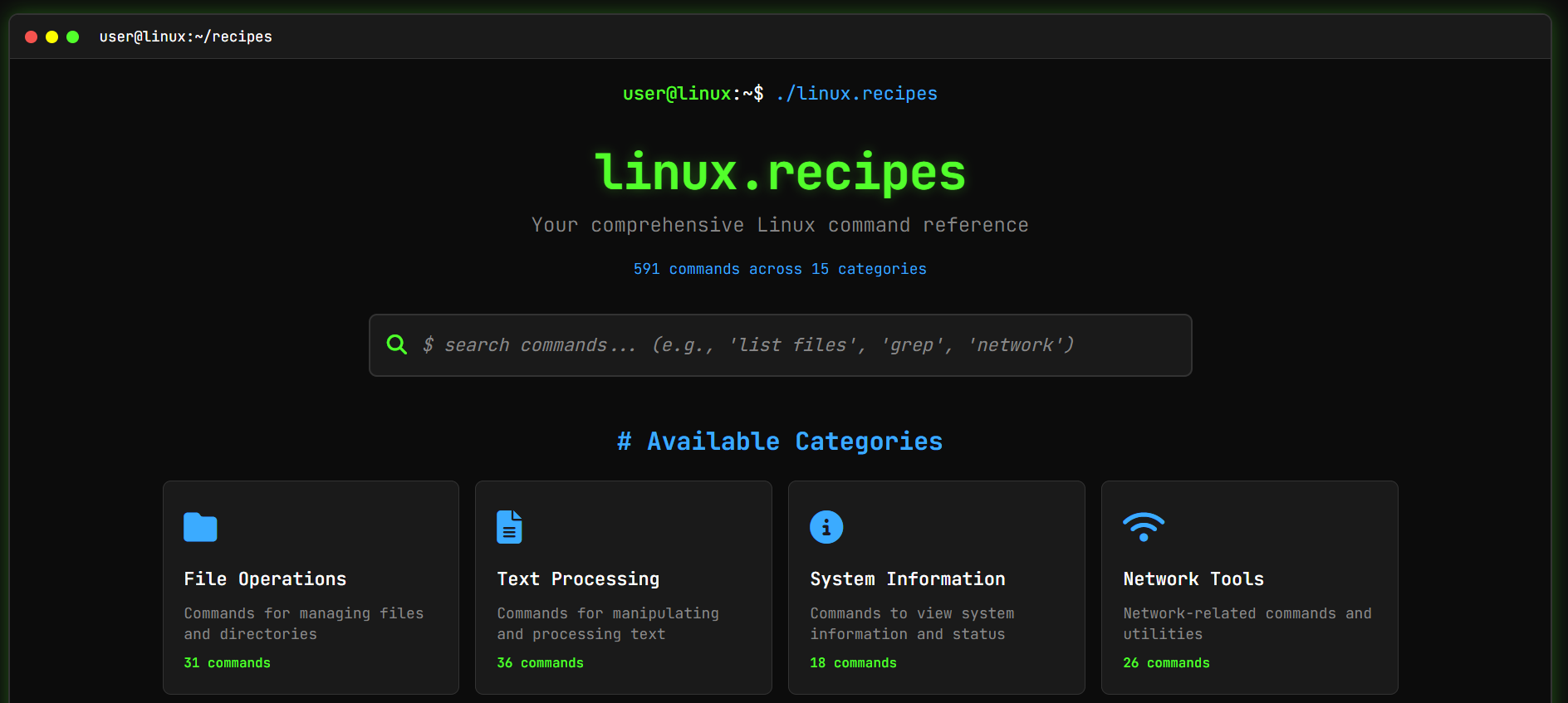 Linux Recipes screenshot