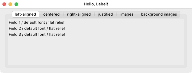 glimmer dsl tk screenshot sample hello label left aligned