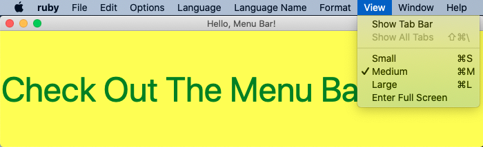 glimmer dsl tk screenshot sample hello menu-bar