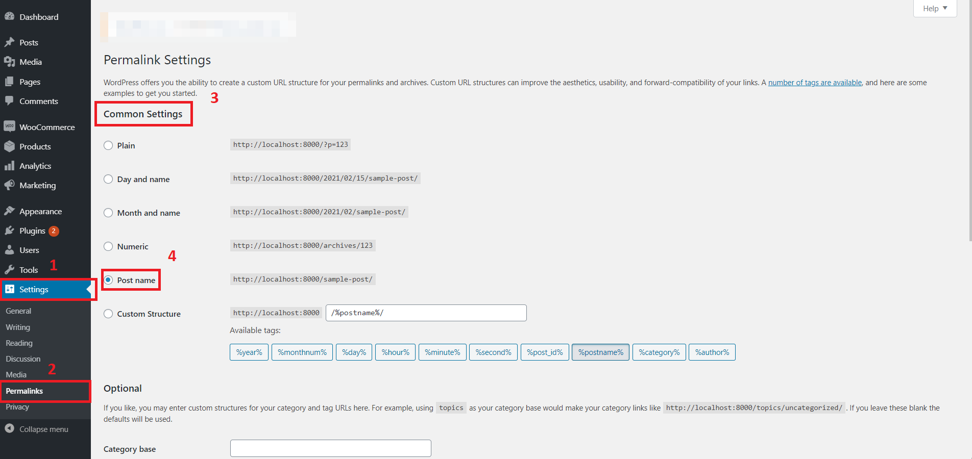 permalink settings