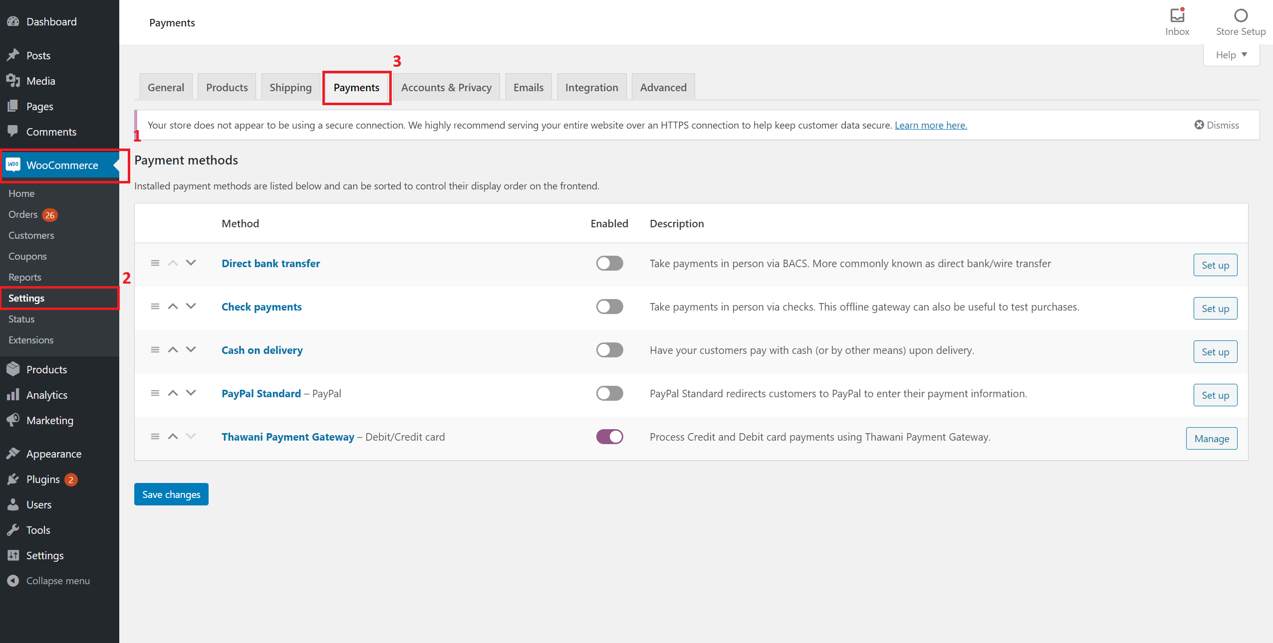 payment settings