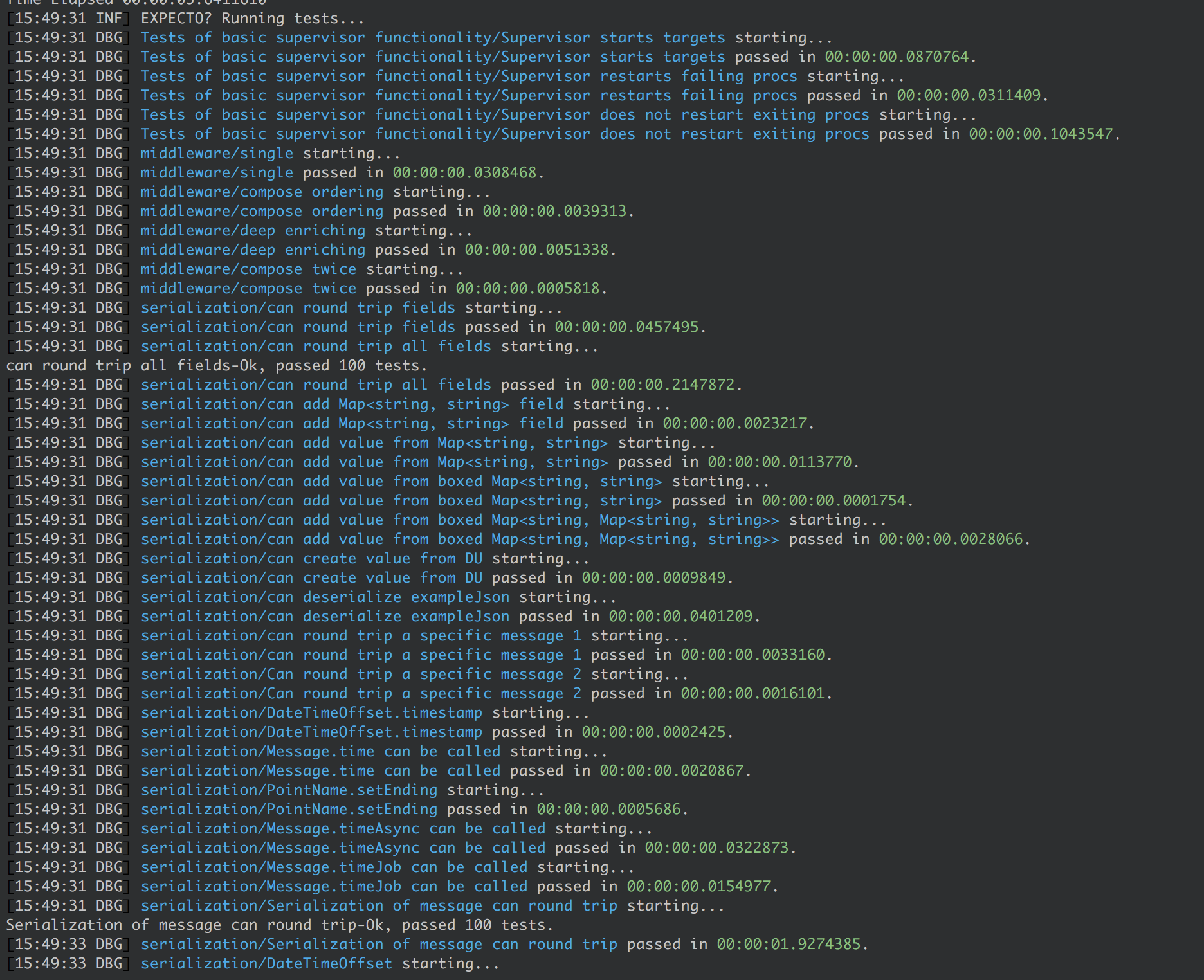 Sample output from Logary