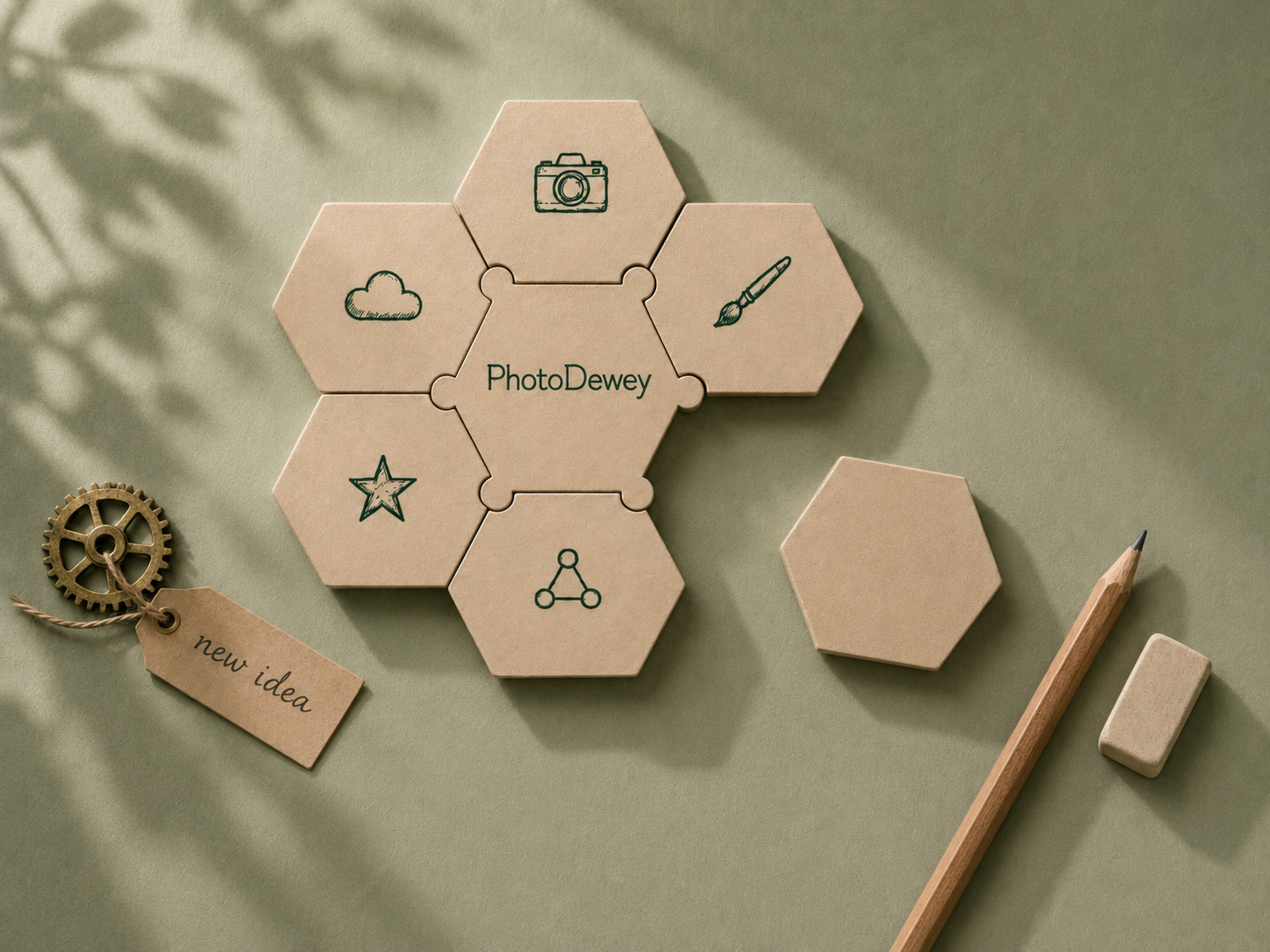 Modular tiles radiating from a central piece
