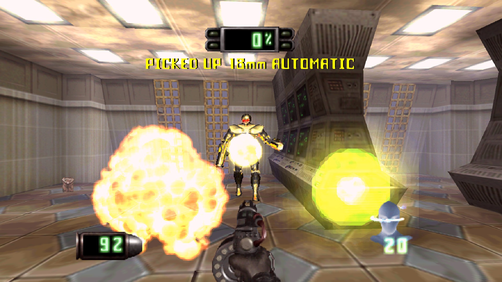 A firefight in a base corridor