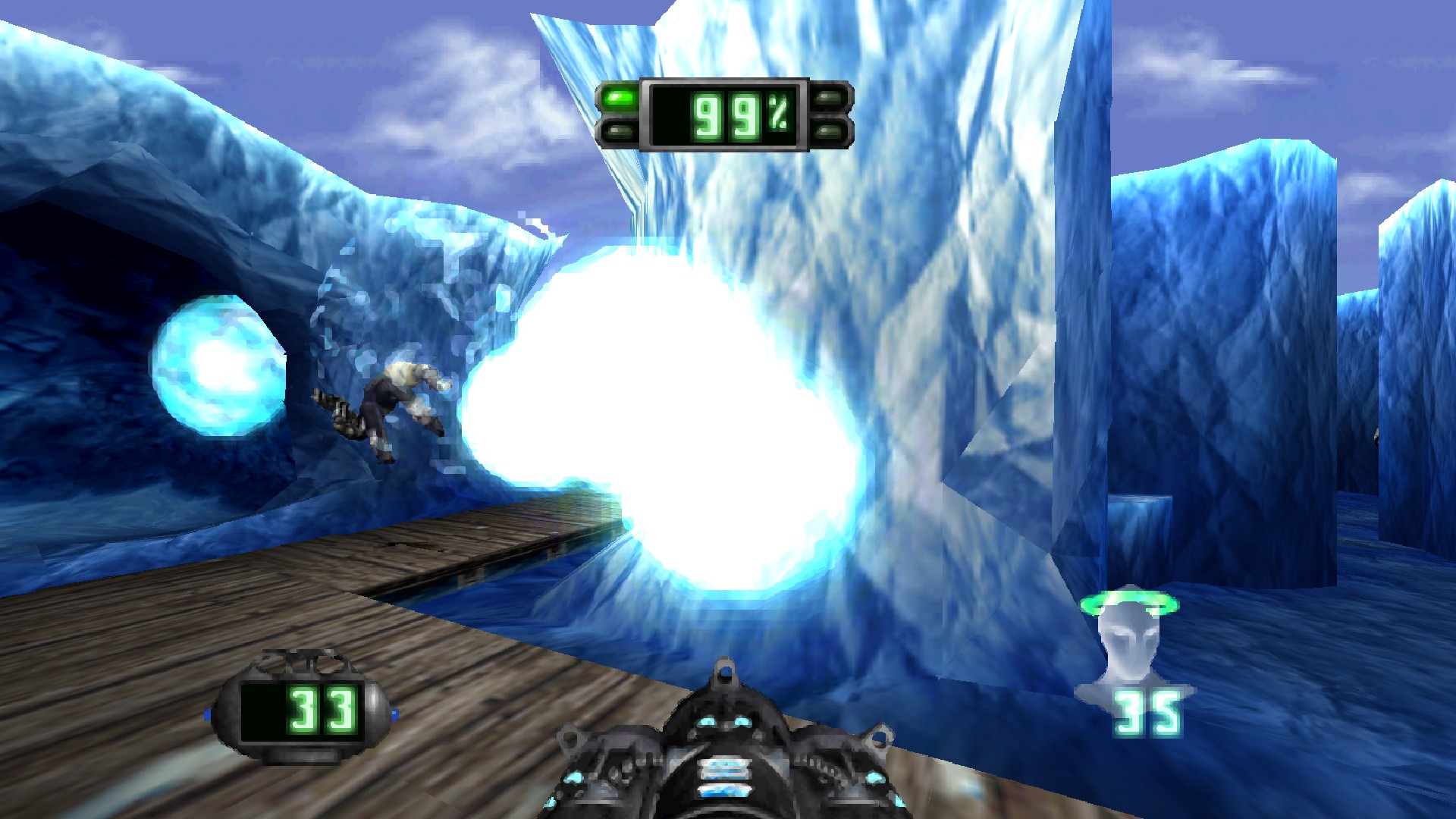 A plasma blast in the ice caves