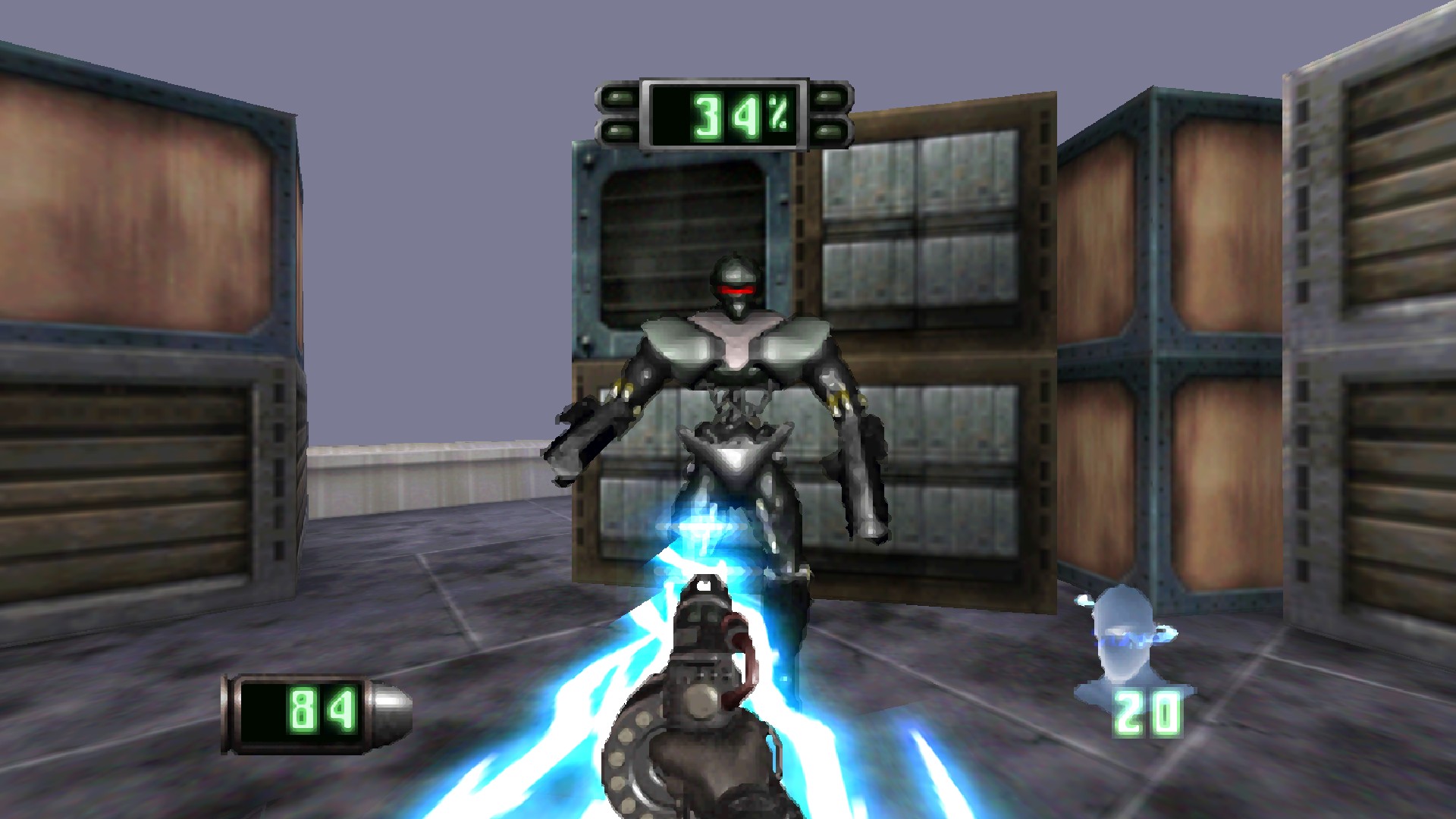 Firing a laser at an enemy soldier