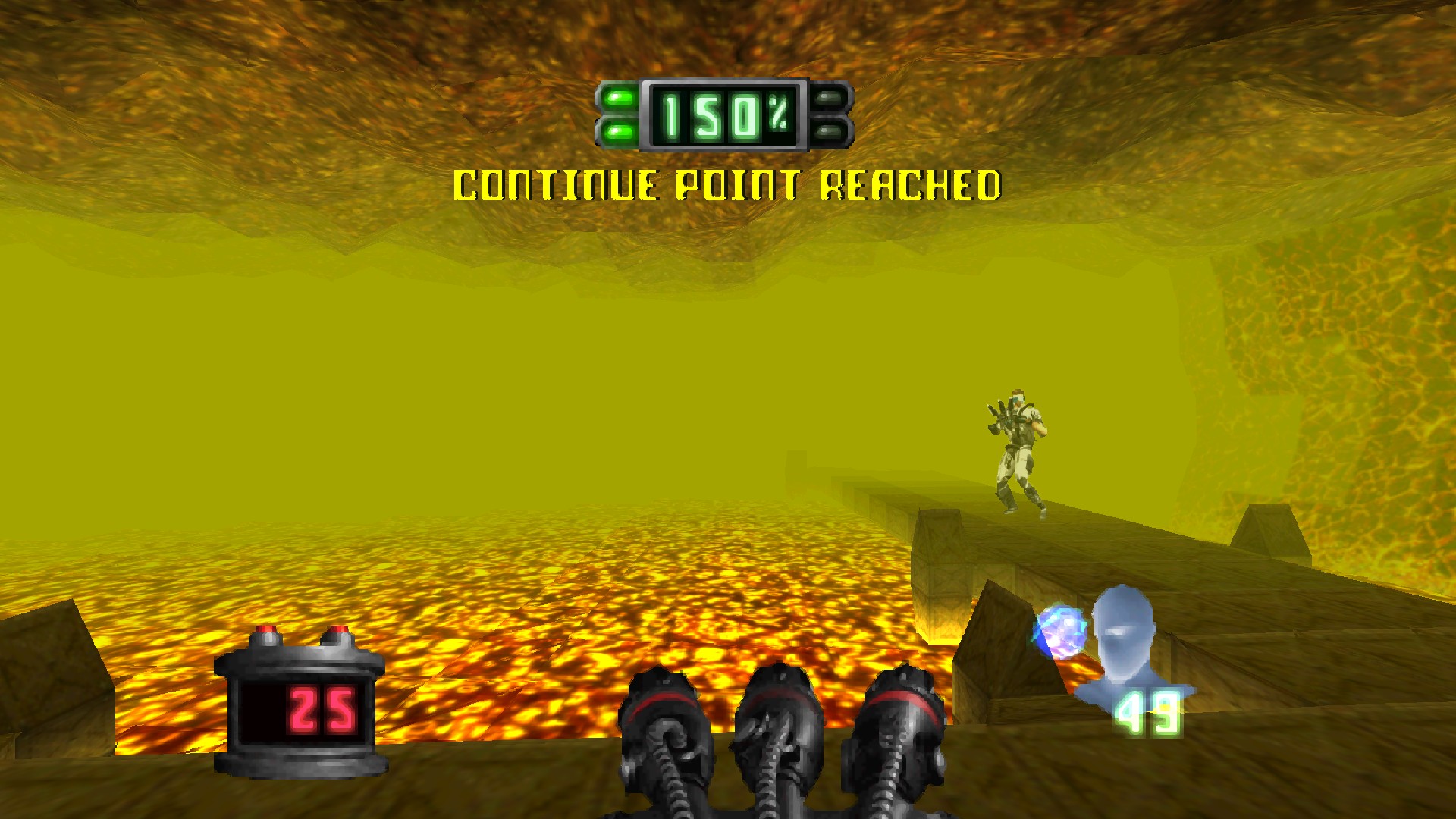 Reaching a checkpoint above a lava lake