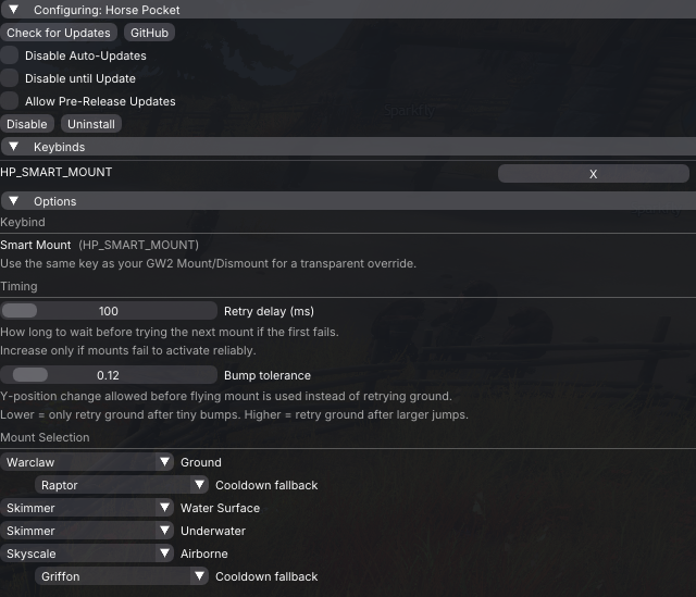 Horse Pocket – mount configuration options