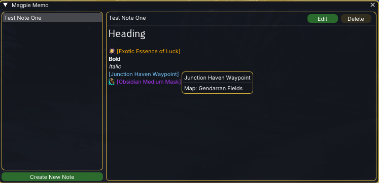 Magpie Memo – rendered note with chat-link chips inline