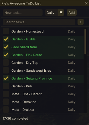 Pie Todo – task list with completed tasks hidden