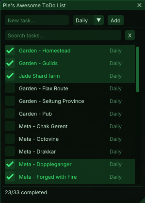 Pie Todo – colours matched to the Pie UI theme (green)