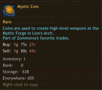 Pie UI – item link tooltip with live trading-post prices and how many you own