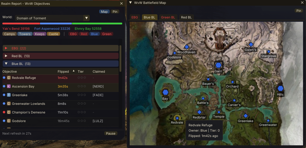 Realm Report – WvW objectives tracker and battlefield map overlay