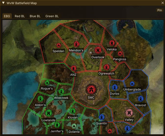 Realm Report – interactive WvW battlefield map with objective icons