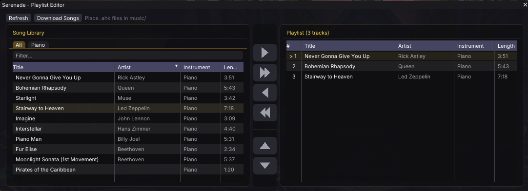 Serenade – playlist editor