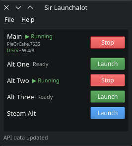 Sir Launchalot – main window