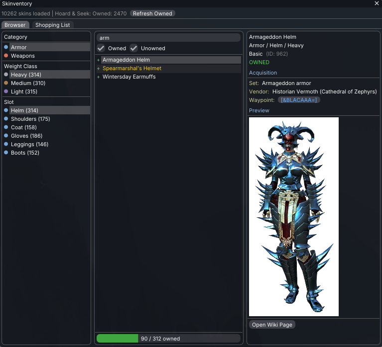 Skinventory – skin browser with ownership tracking