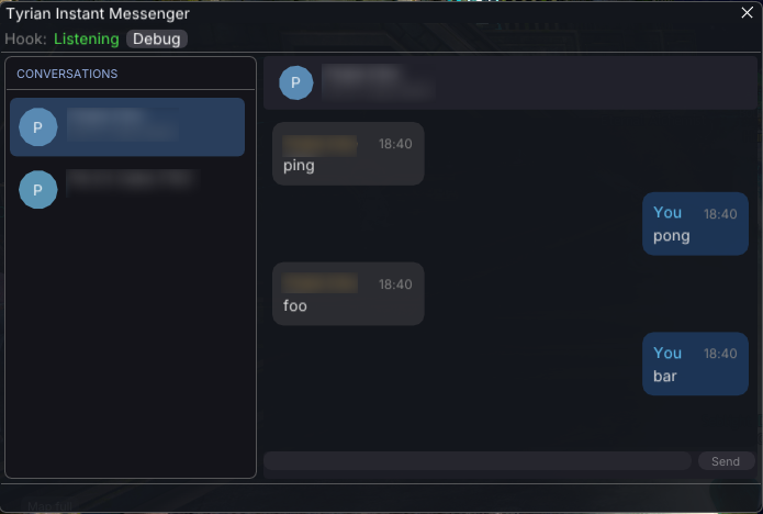 Tyrian Instant Messaging – chat window