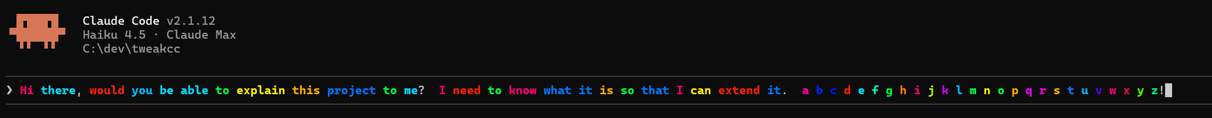 Input box showing every word colored differently based on its first letter